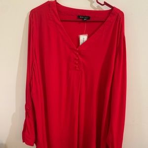 Red Dress Shirt With Button Detail NWT